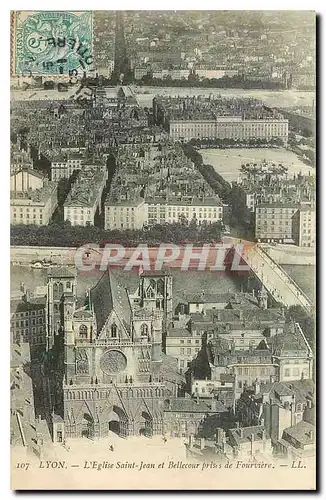 Cartes postales Lyon l'Eglise Saint Jean et Bellecour prise de Fourviere