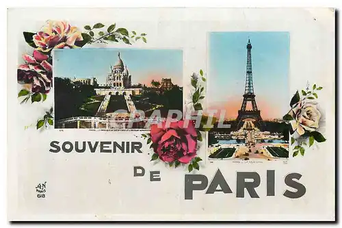 Ansichtskarte AK Souvenir de Paris Tour Eiffel Sacre C�ur Montmartre