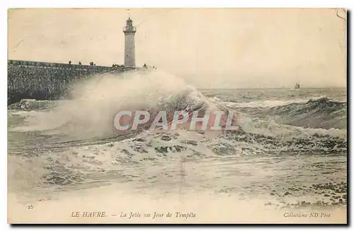 Cartes postales Le Havre La Jetee un Jour de Tempete Phare