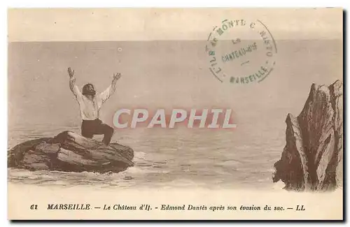 Cartes postales Marseille Le Chateau d'If Edmond Dantes apres son evasion du sac