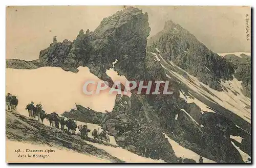 Cartes postales Chasseurs alpins dans la Montagne