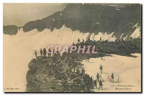 Cartes postales Chasseurs alpins Marches d'Hiver