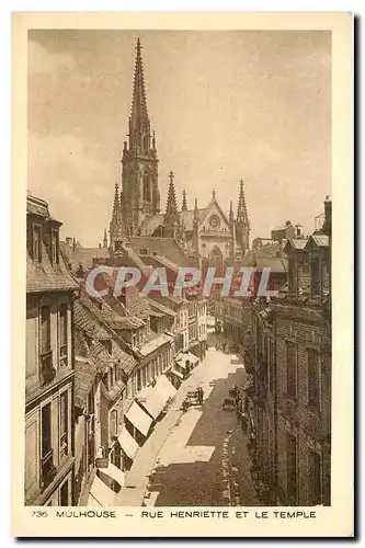 Cartes postales Mulhouse Rue Henriette et le Temple