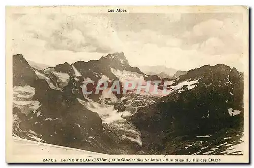 Cartes postales Le Pic d'Olan et le Glacier des Sellettes Vue prise du Pic des Etages