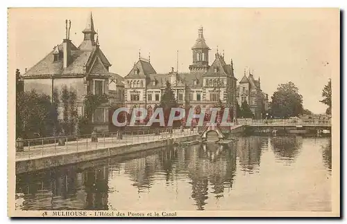 Ansichtskarte AK Mulhouse l'Hotel des Postes et le Canal