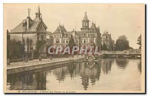 Cartes postales Mulhouse l'Hotel des Postes et le Canal