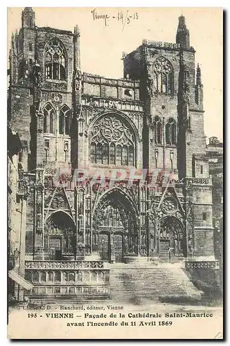 Cartes postales Vienne Facade de la Cathedrale Saint Maurice avant l'Incendie du 11 Avril 1869