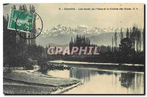 Cartes postales Grenoble Les bords de l'Isere et la Chaine des Alpes