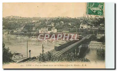 Cartes postales Lyon Pont au Chemin de fer sur la Saoen et Quai des Etroits Train