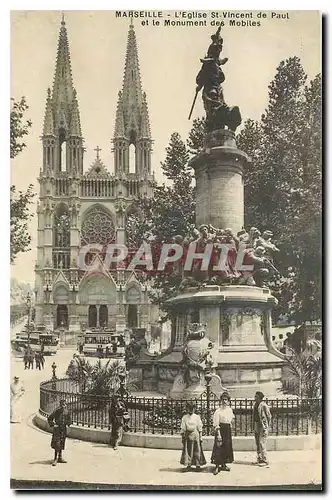 Cartes postales Marseille l'Eglise St Vincent de Paul et le monument des Mobiles