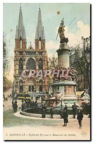 Cartes postales Marseille Eglise des Reformes et Monument des Mobiles