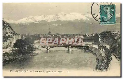 Ansichtskarte AK Grenoble Panorama des Quais et les Alpes