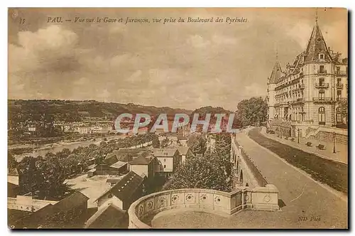 Cartes postales Pau Vue sur le Gave et Jurancon vue prise du Boulevard des Pyrenees