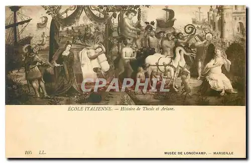 Cartes postales Ecole Italienne Historiq de Thesee et Ariane Musee de Longchamp Marseille