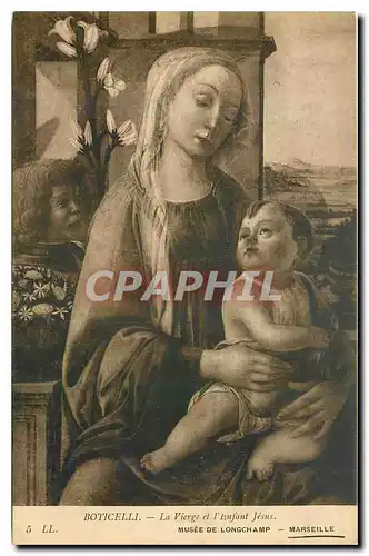 Cartes postales Boticelli La Vierge et l'Enfant Jesus Musee de Longchamp Marseille