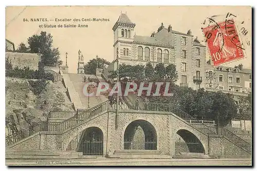 Cartes postales Nantes Escaller des Cent Marches et Statue de Sainte Anne