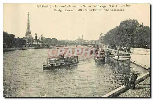 Ansichtskarte AK Paris Le Pont Alexandre III la Tour Eiffel et le Trocadero