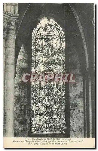 Ansichtskarte AK Cathedrale de Chartres E et L Vitraux de l'Etage interieur Cote gauche patrant du Clocher l'Hist