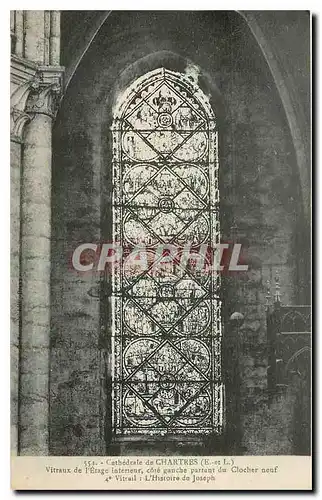 Cartes postales Cathedrale de Chartres E et L Vitraux de l'Etage interieur Cote L'Histoire de Joseph