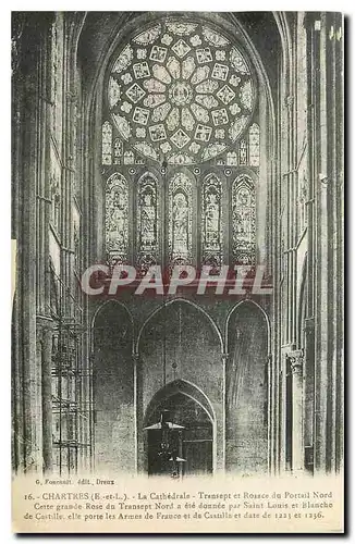 Cartes postales Chartres E et L La Ctahedrale Transept et Rosace du Portail Nord