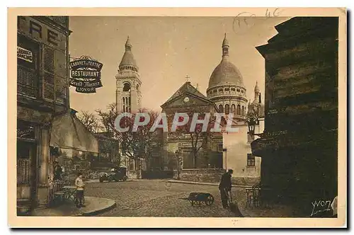 Ansichtskarte AK Paris Montmartre Le Sacre Coeur vu de la Place du Tertre Cafe du Tertre Cabaret