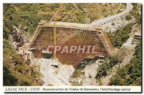 Moderne Karte Ligne Nice Coni Reconstruction du Viaduc de Scarassoui l'echaffaudage central