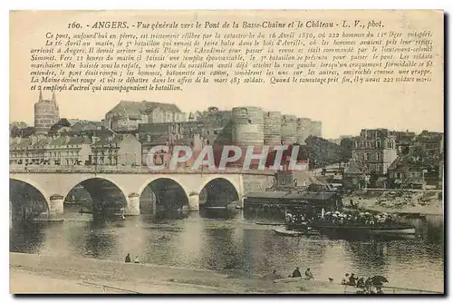 Cartes postales Angers Vue generale vers le Pont de la Basse Chaine et le Chateau