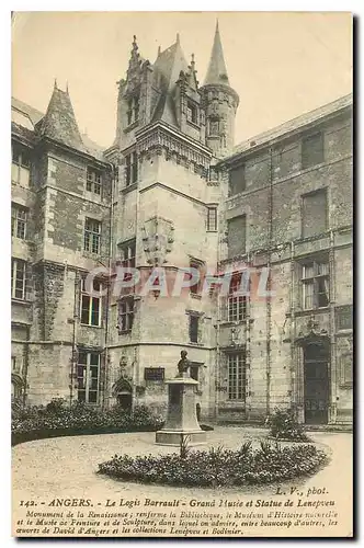 Cartes postales Angers Le Logis Barrault Grand Musee et Statue de Lenepueu