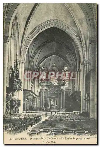 Cartes postales Angers Interieur de la Cathedrale La Nef et le grand Autel