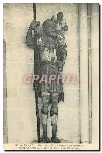 Cartes postales Laval Basilique Notre Dame d'Avesnieres Saint Christophe statue en bois