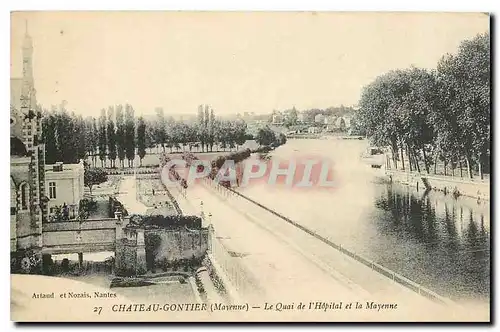 Ansichtskarte AK Chateau Gontier Mayenne Le Quai de l'Hopital et la Mayenne