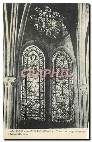 Cartes postales Cathedrale de Chartres E et L Vitraux de l'Etage superieur