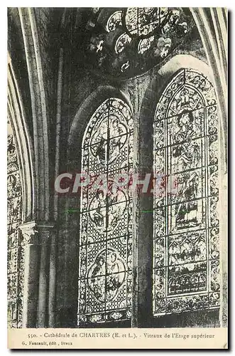 Cartes postales Cathedrale de Chartres E et L Vitraux de l'Etage superieur