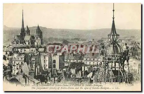 Cartes postales Dijon Le Jacquemart de Notre Dame et l'Abside de Sainte Benigne