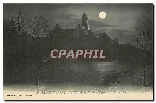 Cartes postales Saint Florent le Vieil M et L l'Eglise au clair de lune