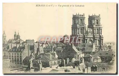 Cartes postales Rennes I et V Vue generale et la Cathedrale