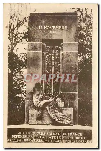 Cartes postales Aux Heroques soldats de France defenseurs de la Patrie et du Droit Glorieux Liberateurs de l'Als