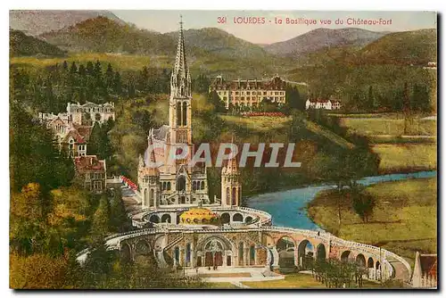 Ansichtskarte AK Lourdes La Basilique vue du Chateau Fort