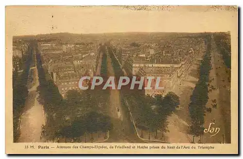 Cartes postales Paris Avenues des Champs Elysees de Fridland et Hoche prises du haut d l'Arc de Triomphe