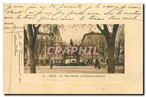 Ansichtskarte AK Nice Le Place Beatrix et Monument Gambetta