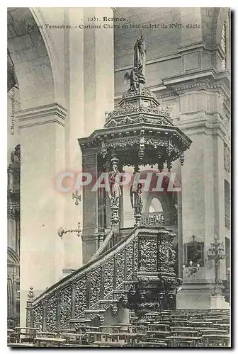 Cartes postales Rennes Eglise Tourissaints Curleuse Chaire en bois