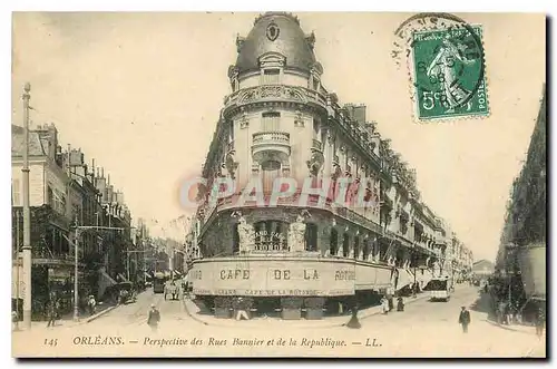 Cartes postales Orleans Perspective des Rues Bannier et de la Republique Cafe de la Rotonde