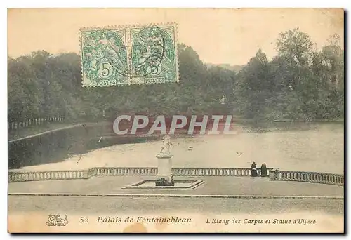 Ansichtskarte AK Palais de Fontainebleau l'Etang des Carpes et Statue d'Ulysse