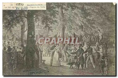 Cartes postales Saint Cloud Le bal du Parc en 1820 d'apres de Velly