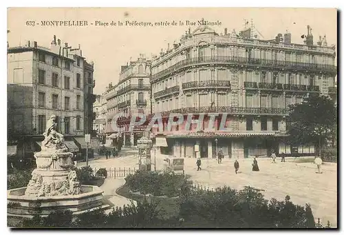 Cartes postales Montpellier Place de la Prefecture entree de la Rue Nationale