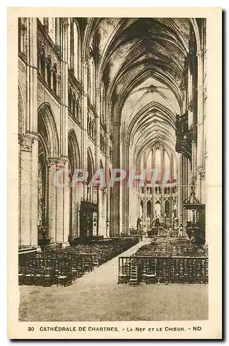 Cartes postales Cathedrale de Chartres La Nef et le Choeur