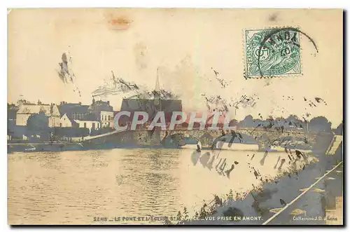 Cartes postales Le Pont et Eglise St Maurice Vue prise en Amont Sens