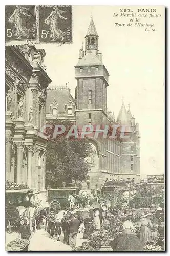 REPRO Paris Le Marche aux fleurs et la Tour de l'Horloge