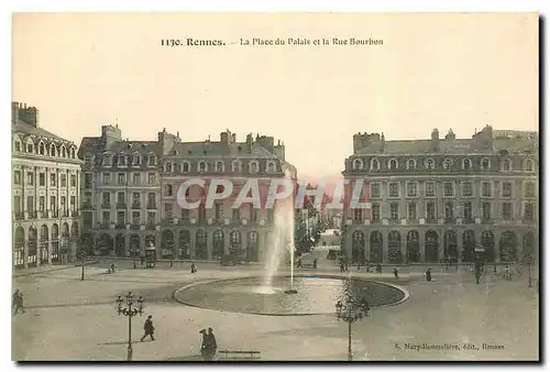 Ansichtskarte AK Rennes La Place du Palais et la Rue Bourbon