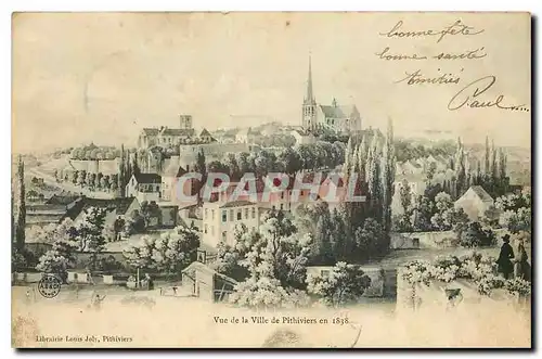 Cartes postales Vue de la Ville de Pithiviers en 1838
